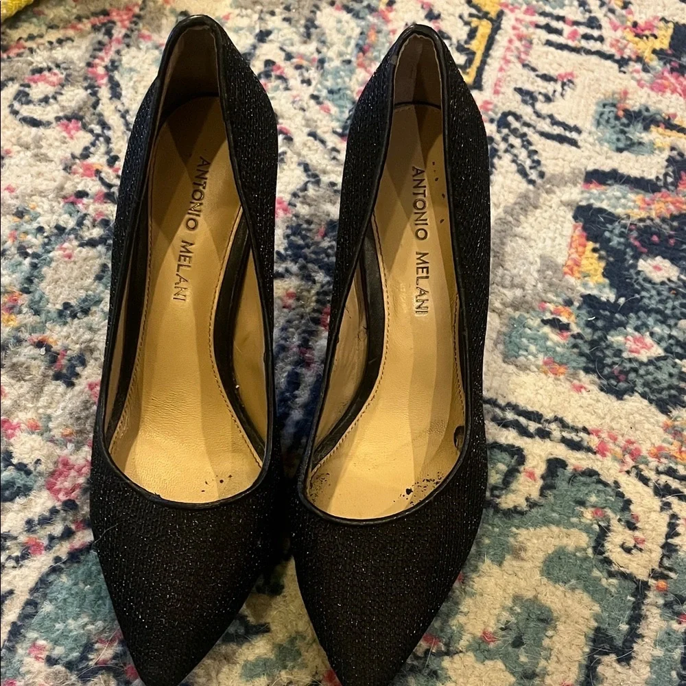 ANTONIO MELANI Black Textured Heels - Picture 4 of 5